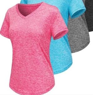 Real Essentials Pink Short Sleeve V-neck Tee 3x